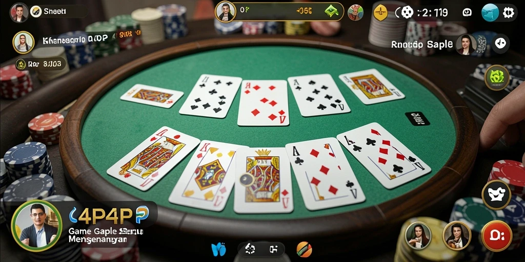 Tampilan gameplay Gaple di 4P4P yang menarik dan seru.