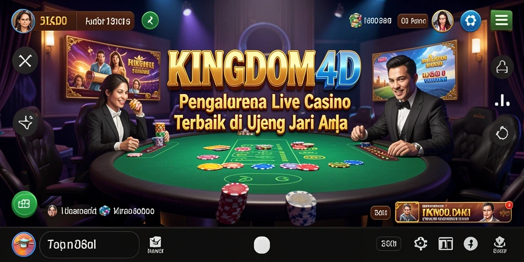 Tampilan gameplay KINGDOM4D dengan dealer live yang interaktif di Live Casino.