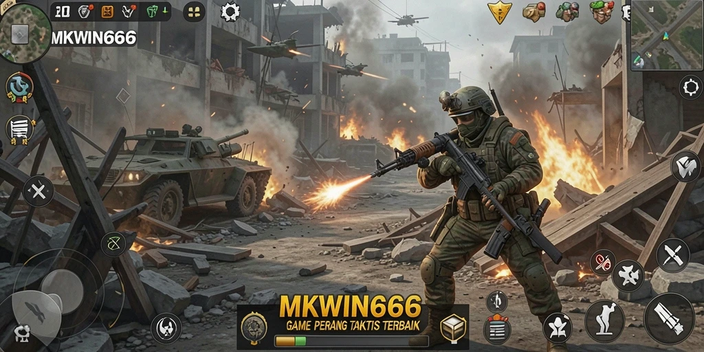 Tampilan gameplay MKWIN666 dengan aksi pertempuran taktis yang mendebarkan.