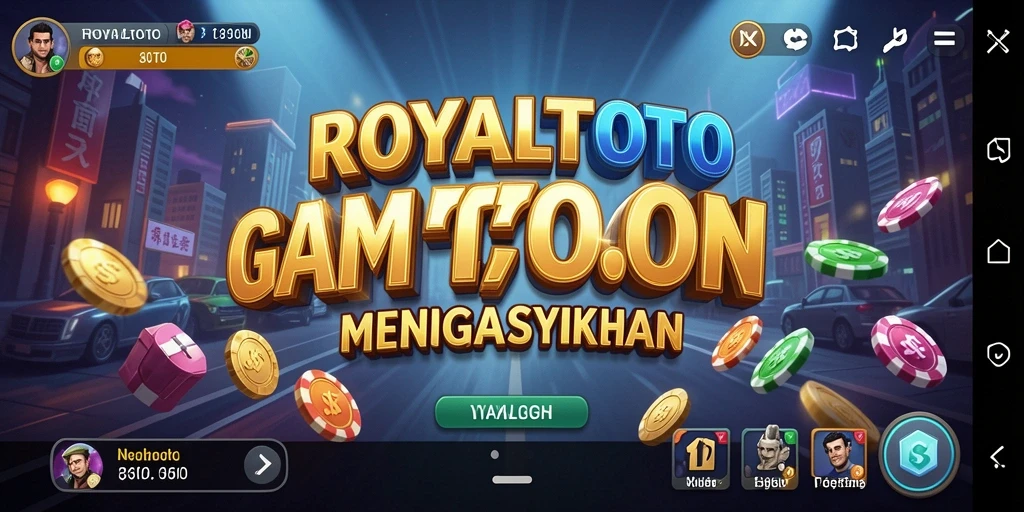 Screenshot gameplay ROYALTOTO menampilkan skenario bisnis yang dinamis.